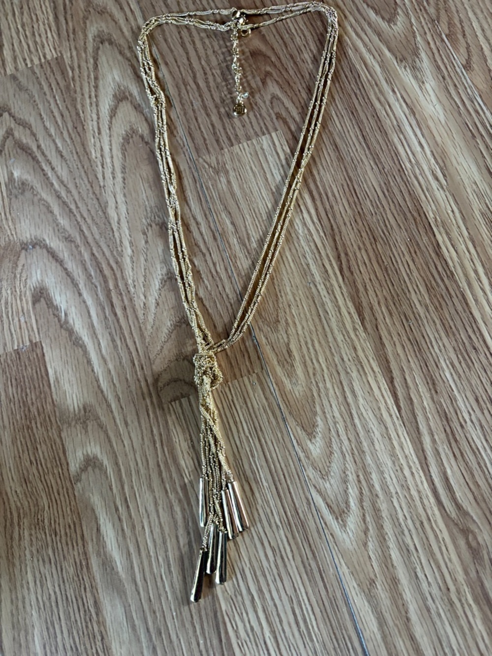 DANA BUCHMAN LARIAT KNOTTED TASSEL STYLE GOLD-TONE 30 - 34" NECKLACE